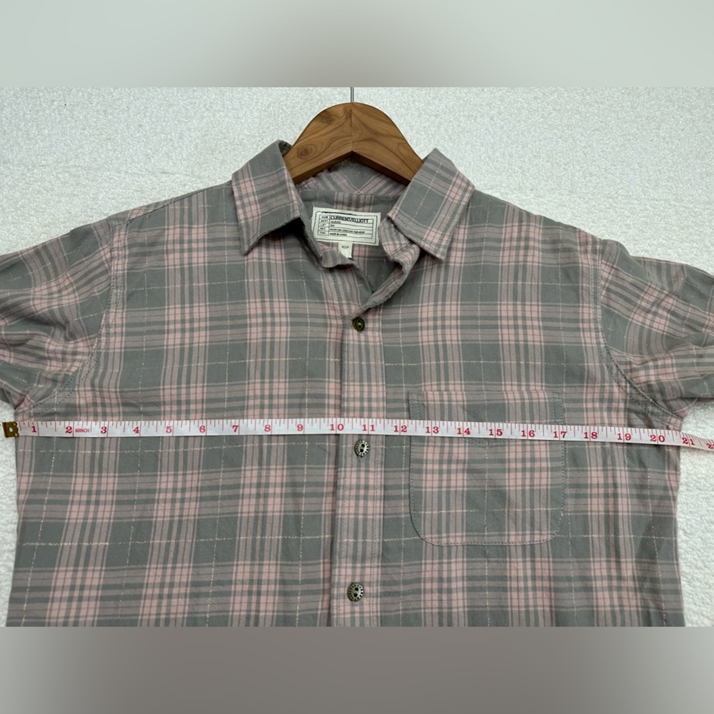 Current/Elliot Women’s Button Down Frayed Hem Shirt Size 0 Gray and Pink - Picture 5 of 10